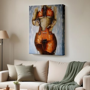 Violin Woman Canvas Wall Art, Woman With Violin Art, Watercolor Canvas, Housewarming Gifts, Music Canvas Print, Large Wall Art