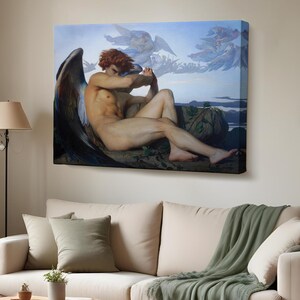 Alexandre Cabanel Fallen Angel&#39;S Eyes Canvas Wall Art, Classic Art Print, Canvas Room Decor,  Housewarming Gifts,  Canvas Wall Art