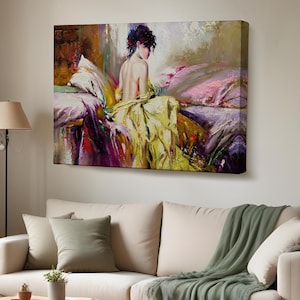 Lonely Woman Pastel Look Decorative Canvas Wall Art, Large Wall Art, Nü Modern Wall Decor, Nü Canvas Print, Housewarming Gifts