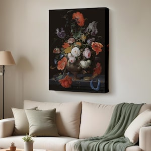 Colorful Flowers İn Vase Wall Print, Flower Canvas Wall Art, Flower Canvas Print, Flower Modern Wall Decor, Framed Canvas Wall Art
