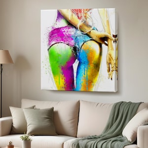 Colorful Woman&#39;S Bottom Canvas Print, Housewarming Gifts, Nü Modern Wall Decor, Nü Canvas Wall Art, Large Wall Art, Nü Canvas Print