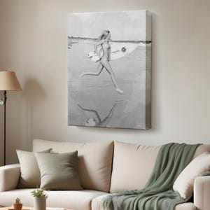 Naked Surfer Woman Canvas Painting, Framed Canvas Wall Art, Nü Canvas Wall Art, Nü Modern Wall Decor, Housewarming Gifts, Large Wall Art