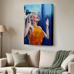 Sexy Woman Licking Glass Canvas Painting, Framed Canvas Wall Art, Housewarming Gifts, Nü Modern Wall Decor, Nü Canvas Print