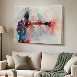 Retrato abstrato de boxeador, arte em tela, impressão em tela de motivação, presentes de inauguração de casa, arte em tela emoldurada para parede, arte em tela de motivação para parede
