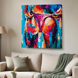 Colorful Oil Painting Sexy Woman&#39;S Bottom Print, Nü Modern Wall Decor, Framed Canvas Wall Art, Nü Canvas Print, Nü Canvas Wall Art