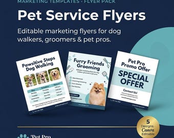 Pet Service Flyer Designs — Editable Canva