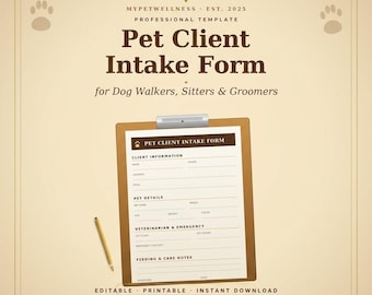Pet Client Intake Form Template — Dog Walker & Groomer