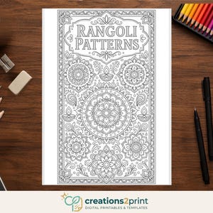 Adult Coloring Book with Printable Rangoli Patterns, 20 Pages PDF Download