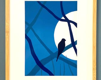 The Blue Hour - 1 - original linocut print