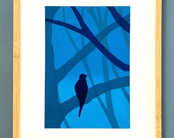 The Blue Hour - 7 - original linocut print