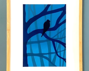 The Blue Hour - 9 - original linocut print