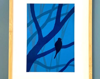The Blue Hour - 6 - original linocut print