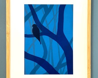 The Blue Hour - 5 - original linocut print
