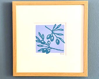 Olives - original linocut print