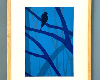The Blue Hour - 4 - original linocut print