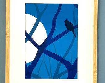 The Blue Hour - 2 - original linocut print