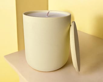 Coco Vanilla Scented Candle | Soy Candle in Ceramic Jar with Lid | Cozy Luxury Home Fragrance | Ideal Gift for Her
