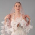 Blush Pink Organza Flower Wedding Veil: 3D Floral Bridal Blusher product logo