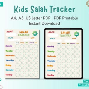 Printable Weekly Salah Tracker | Daily Prayer Tracker for Kids | Islamic Activities | Muslim Children | Digital Download