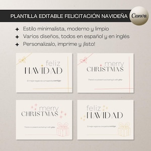 Plantilla editable Tarjeta de Felicitación Navideña diseño moderno y minimalista, personalizable