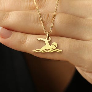 Personalized Swimmer Necklace, Custom Athlete Pendant, Swimming Gift for Her, Sport Necklace, Swimmer Jewelry, Gift for Birthday