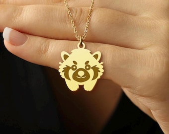 Red Panda Necklace - Cute Animal Pendant in Gold, Gift for Wildlife Lovers
