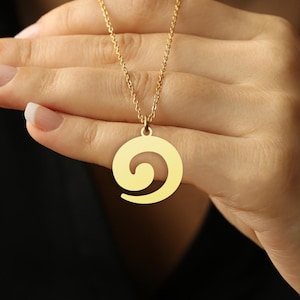Spiral Swirl Necklace - Gold Plated Spiral Pendant - Minimalist Swirl Charm - Sacred Geometry Necklace - Unique Gift for Her