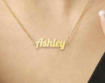 Custom Name Necklace - Personalized Nameplate Jewelry - Gold Name Pendant, Custom Gift for Her - Minimalist Name Necklace
