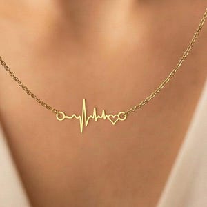 Collier Heartbeat Line - Bijoux Heartbeat Minimal - Cadeau pour les amateurs de médecine