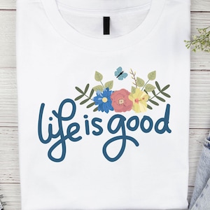 Preppy Daisy Life is Good PNG: Inspirational Summer T-Shirt Design (Digital Download)