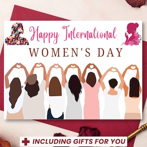Cartão de felicitações do Dia Internacional da Mulher, Feliz Dia da Mulher, Cartão de mulher para impressão, Mulheres fortes, Para ela, Presente feminista, Download digital