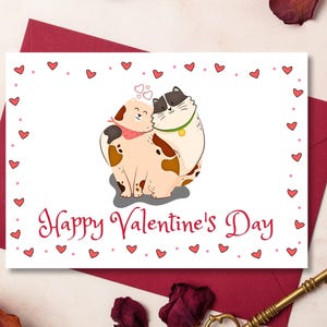 Druckbare Katzen-Liebhaber-Valentinstagskarte | Katze Valentinstag Grußkarte Vorlage | Druckbare Karte zum Valentinstag | Sofortiger digitaler Download