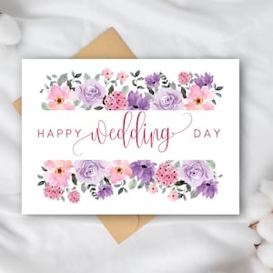 Floral Happy Wedding Day Card | Printable Wedding Congratulations Card | Printable Wedding Card | Printable Card | Instant Digital Download