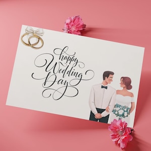 Trouwkaart | Afdrukbare bruiloft gefeliciteerd | Elegante kaart voor bruid en bruidegom | Fijne trouwdag | Digitale trouwkaart | Direct downloaden