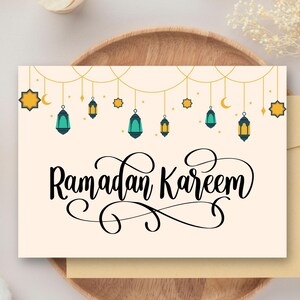Cartão para impressão do Ramadã | Feliz Ramadã | Ramadan Kareem | presente do Ramadã | Cartão de saudação do Ramadã Mubarak | Saudação islâmica | Download digital