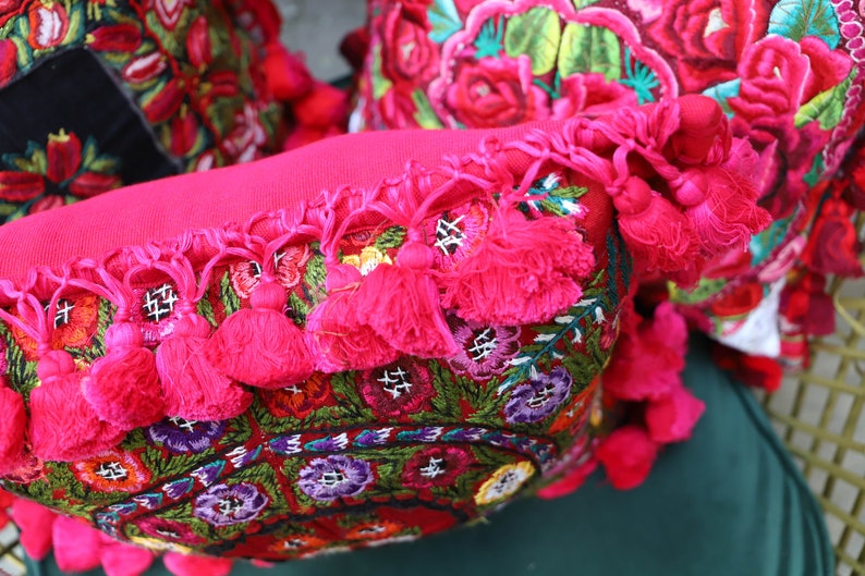 One of a kind sham made from recycled hand Woven and hand embroidered vintage Guatemalan and Chiapas textiles