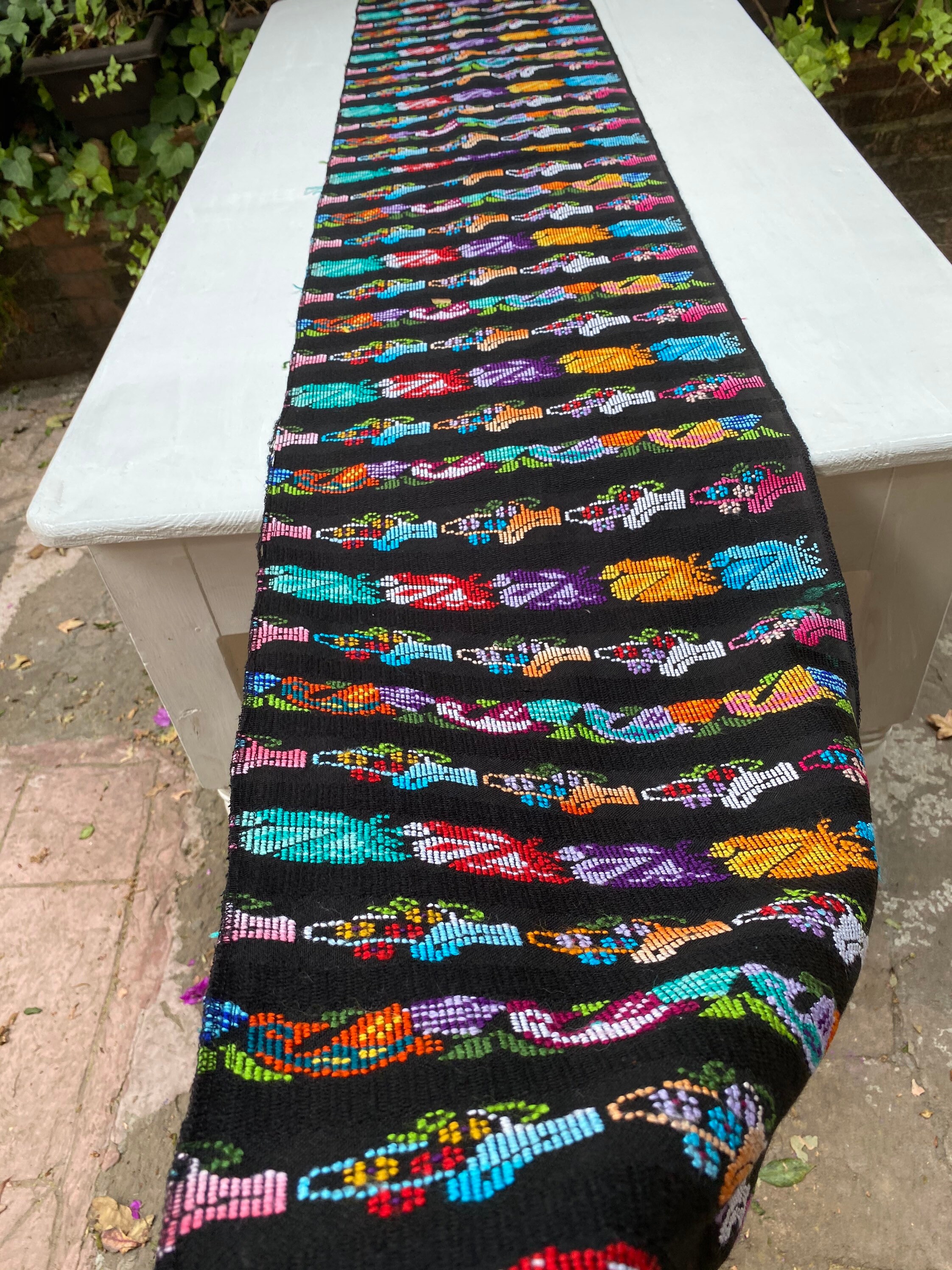 Hand loomed and hand embroidered vintage runner textile Etsy