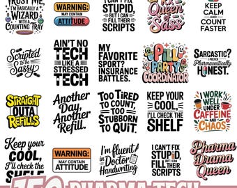 Funny Pharmacy Tech SVG Bundle | 150 Pharmacist Quotes PNG SVG Eps | Sarcastic Pharmacy Technician Sayings | Pharmacy Humor Designs