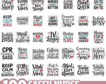 Sassy Nurse SVG Bundle, Funny Nurse Quotes PNG, Nurse Life Shirt Designs, Coffee Scrubs Repeat SVG, Nursing Humor Digital Files