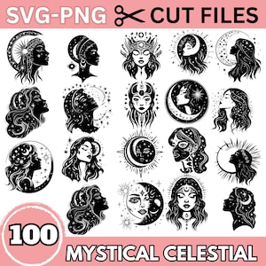 Mystical Celestial SVG Bundle – Moon, Stars & Goddess-Themed Cut Files for Laser Engraving, Cricut, and DIY Crafts