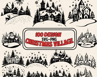 Christmas Village SVG Bundle – 100 Festive Winter Scene Designs for Crafts, DIY Projects, Holiday Cards, Decor & Scrapbooking