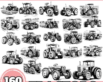 Tractor SVG Bundle, Vintage Farm Tractor PNG, Rustic Tractor Clipart, Farming Cut File, Retro Tractor Silhouette, Cricut Sublimation