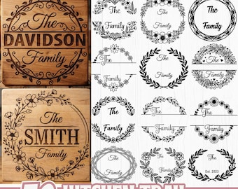 Kitchen Tray SVG Bundle for Laser Engraving, Family Name Designs, Rustic Farmhouse Wood Signs, Cutting Board Decor PNG EPS Files