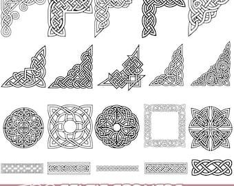 Paquete SVG de esquina celta para Cricut y Silhouette / 100 diseños PNG EPS con borde de nudo para marcos, tarjetas, álbumes de recortes y manualidades irlandesas