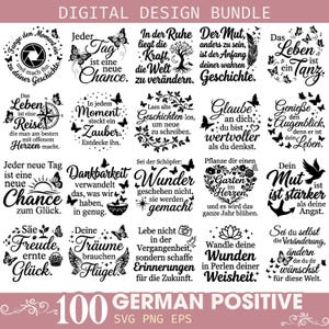 German Positive Quotes SVG Bundle, Inspirational German Sayings PNG EPS, Motivational Typography Cricut Silhouette Cut Files