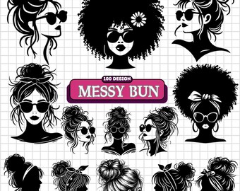 Messy Bun SVG Bundle – Stylish Hair Designs for Cricut, Sublimation, DIY Projects & Fashion Decor