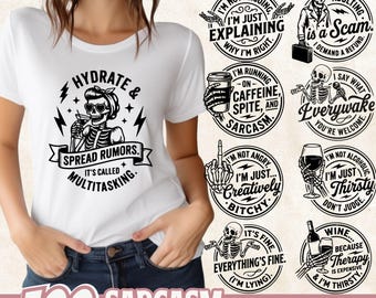 Sarcastic skeleton quotes bundle with funny vintage sassy sayings for shirts mugs stickers and digital crafting projects SVG PNG EPS designs