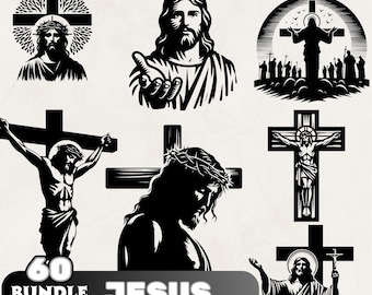Jesus SVG PNG EPS Bundle for Cricut and Sublimation | Religious Christian Cross Jesus Clipart | Bible Faith Cut File Commercial Use