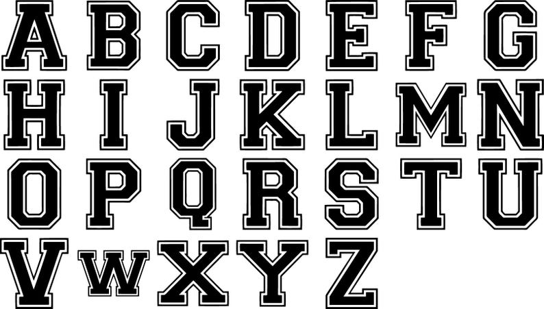 Varsity Font Bundle SVG PNG EPS | 108 Digital Varsity Letters and ...
