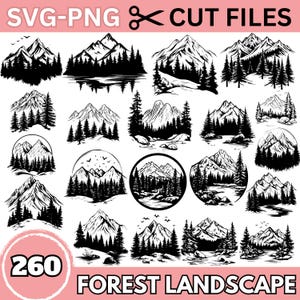 Forest Landscape SVG Bundle – Scenic Mountain & Forest Designs for Laser Cut, Engraving, Cricut, and DIY Crafting